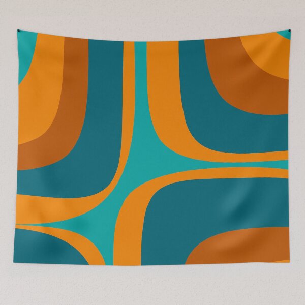 Item preview, Retro Groove Abstract Pattern Turquoise Blue Orange designed and sold by kierkegaard.