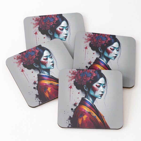 Item preview, Saturated watercolor japanese geisha with sakura hair designed and sold by RK - Shop.