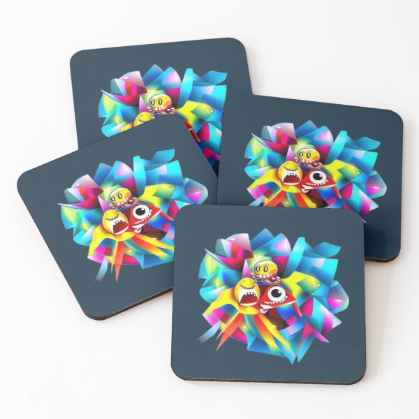 Item preview, abstract drawing monster heads among colorful ribbons designed and sold by JaroDesign2023.