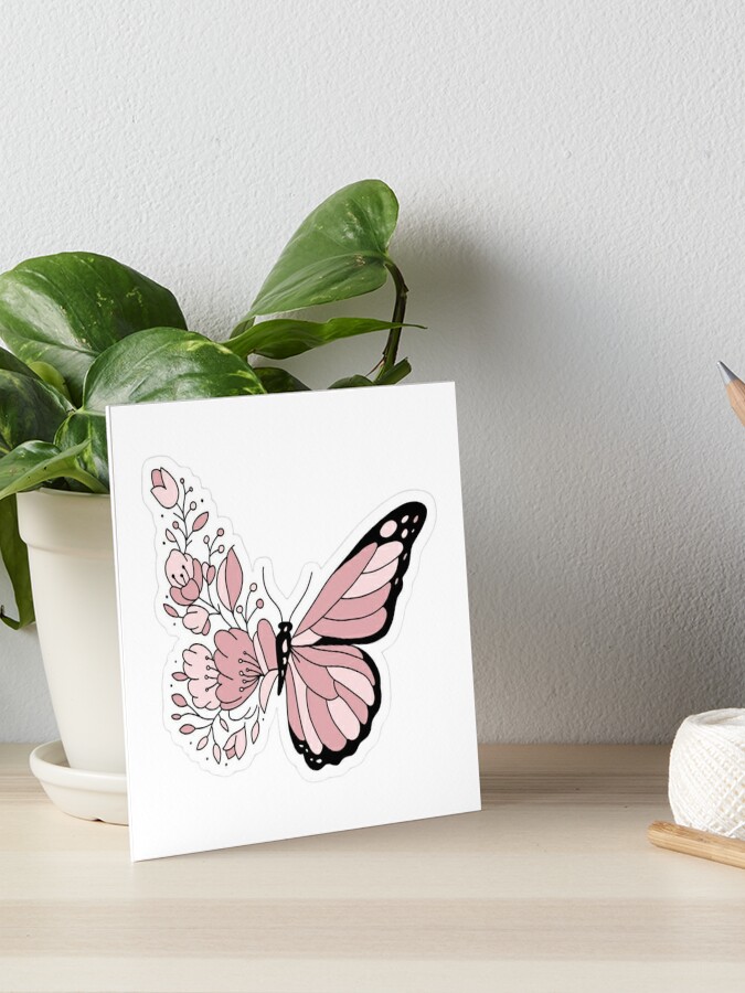 pink floral butterfly Art Board Print for Sale by yeehawboyy