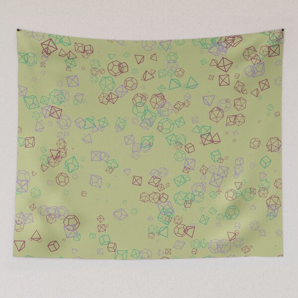 Item preview, Dice Hoard - Mustard background with green, maroon and lilac dice designed and sold by AvengingSassy.