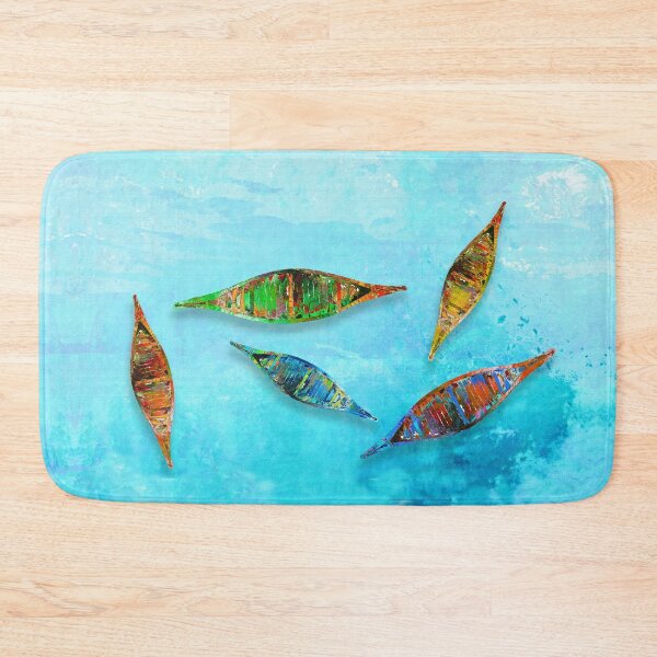 Item preview, Colorful Drifting Canoes Blue Water Art designed and sold by Sharon Cummings Art.