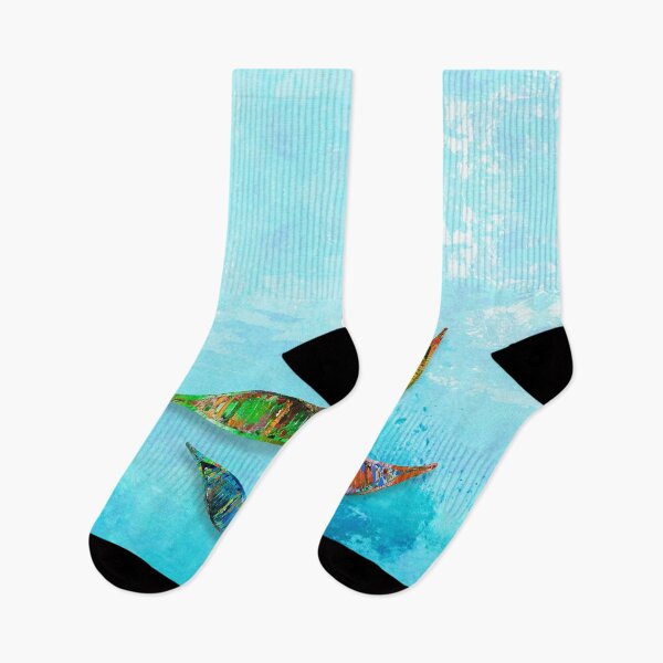Item preview, Colorful Drifting Canoes Blue Water Art designed and sold by Sharon Cummings Art.