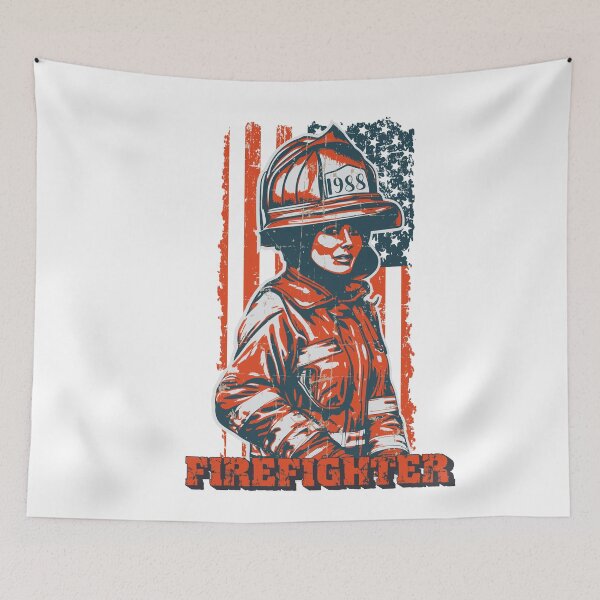 Item preview, Firefighter woman US flag  designed and sold by HomeCoquette.