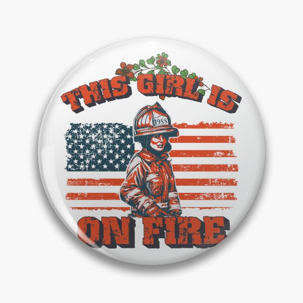 Item preview, Firefighter woman USA flag funny sarcastic quote This girl is on fire designed and sold by HomeCoquette.