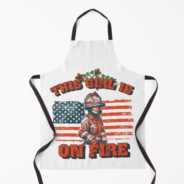 Item preview, Firefighter woman USA flag funny sarcastic quote This girl is on fire designed and sold by HomeCoquette.