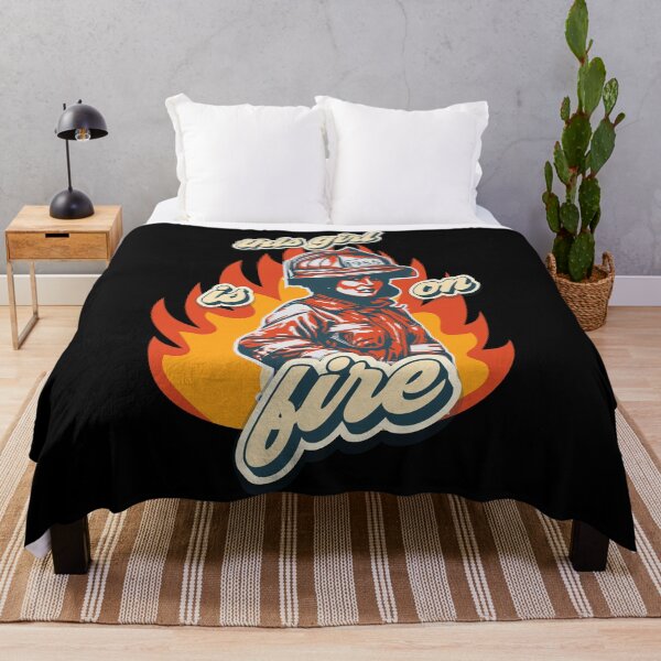 Item preview, Firefighter woman USA flag funny sarcastic quote This girl is on fire designed and sold by HomeCoquette.