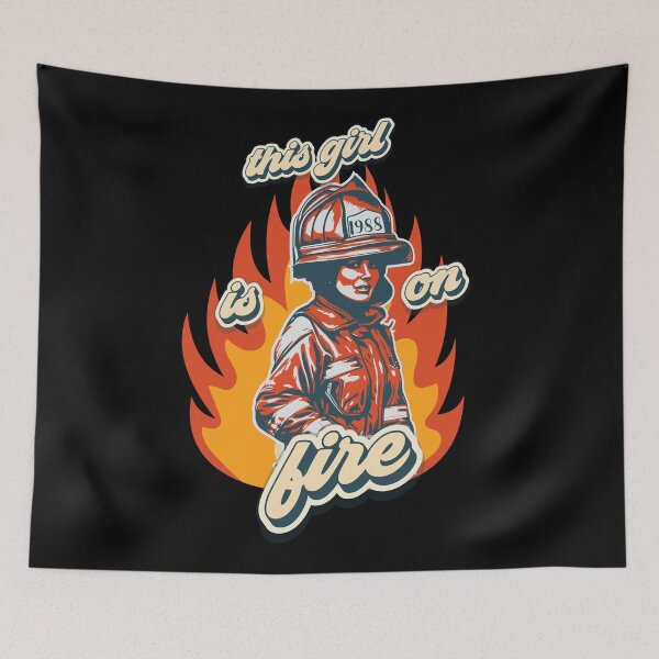 Item preview, Firefighter woman USA flag funny sarcastic quote This girl is on fire designed and sold by HomeCoquette.