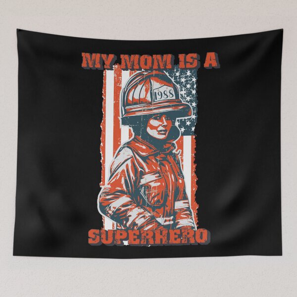 Item preview, Firefighter woman USA flag My mom is superhero designed and sold by HomeCoquette.