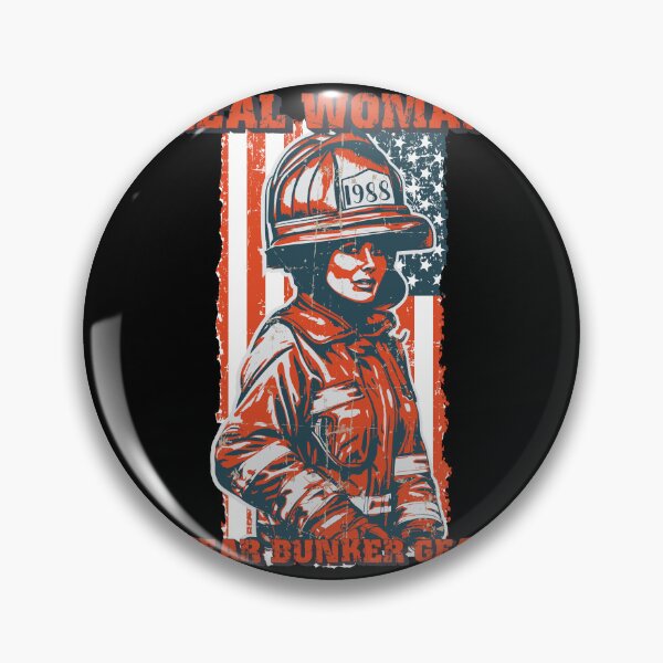 Item preview, Firefighter woman USA flag sarcastic saying Real woman wear bunker gear designed and sold by HomeCoquette.
