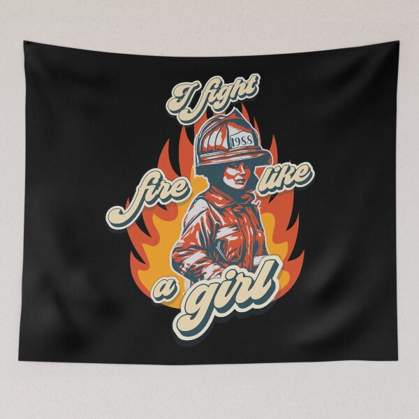 Item preview, Firefighter woman USA flag sarcastic saying I fight fire like a girl designed and sold by HomeCoquette.