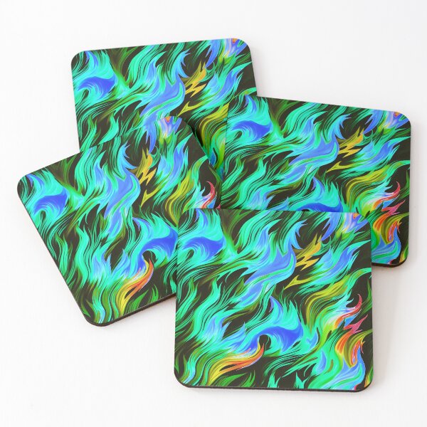 Item preview, Colorful Flames (green & blue) designed and sold by GammarayPrints.