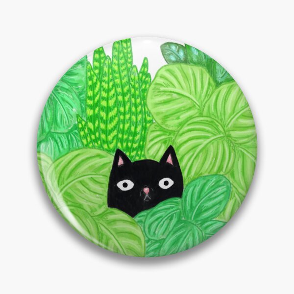 Item preview, Black cat and plants designed and sold by PeachyCatArt.