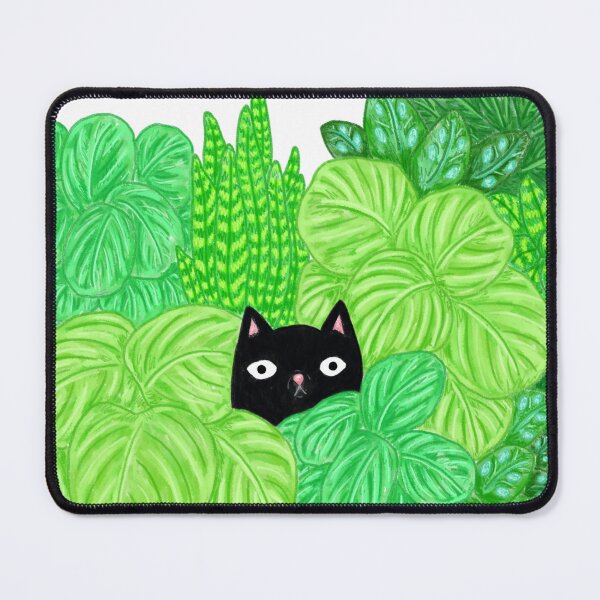 Item preview, Black cat and plants designed and sold by PeachyCatArt.