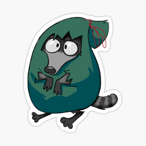 Item preview, Raccoon cartoon character wearing a trashbag designed and sold by CattleChoir.