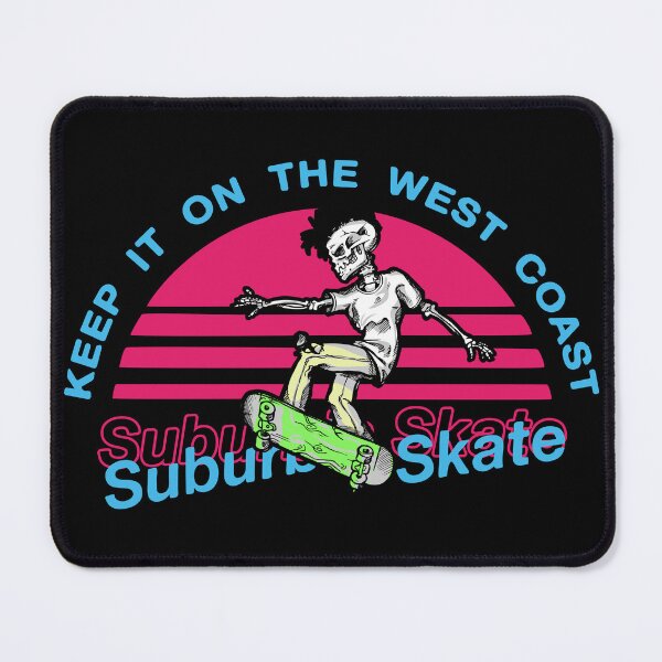 Item preview, Retro sunset with skeleton on Skateboard | west coast suburbia skate designed and sold by trendparrot.
