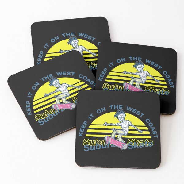 Item preview, Retro sunset with skeleton on Skateboard | west coast suburbia skate designed and sold by trendparrot.