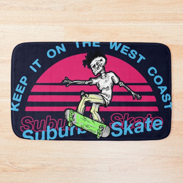 Item preview, Retro sunset with skeleton on Skateboard | west coast suburbia skate designed and sold by trendparrot.