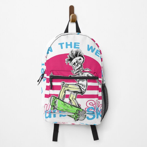 Item preview, Retro sunset with skeleton on Skateboard | west coast suburbia skate designed and sold by trendparrot.