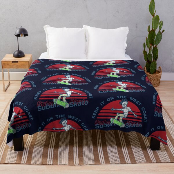Item preview, Retro sunset with skeleton on Skateboard | west coast suburbia skate designed and sold by trendparrot.