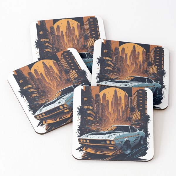 Item preview, A sports car speeding down a neon-lit street at night designed and sold by hmadan.