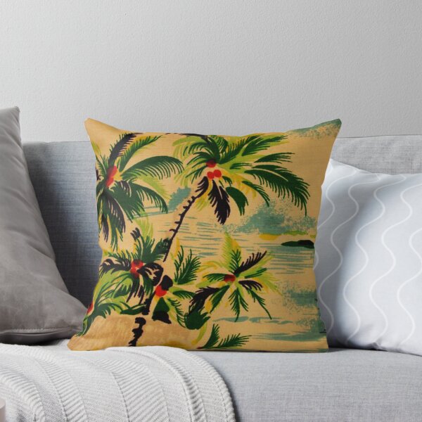 Item preview, Vintage Hawaii Cushion Cover Hawaiian Island Palm Trees designed and sold by SeaSerpents666.