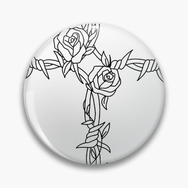Item preview, Barbed Wire Cross With Flowers designed and sold by aubriecreations.