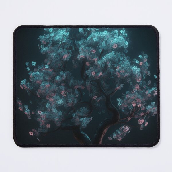 Item preview, Tree blossoms floating free stock illustrations, in the style of benoit b. mandelbrot, glowing neon, dark cyan, uhd image, naoto hattori, delicate flowers, highly detailed figures designed and sold by aiphotosart.