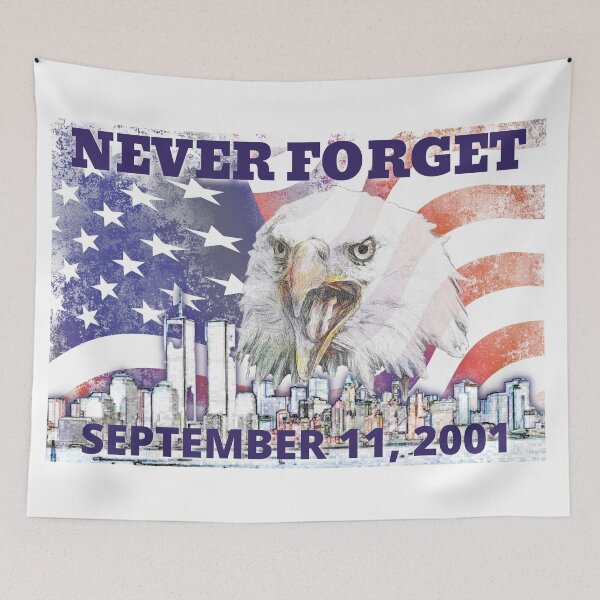 Item preview, Never Forget 9 / 11 with image of the Twin Towers, an Eagle and American Flag designed and sold by AmericaFreedom.