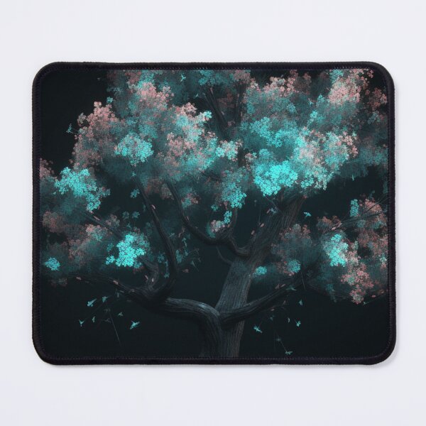 Item preview, Tree blossoms floating free stock illustrations, in the style of benoit b. mandelbrot, glowing neon, dark cyan, uhd image, naoto hattori, delicate flowers, highly detailed figures designed and sold by aiphotosart.