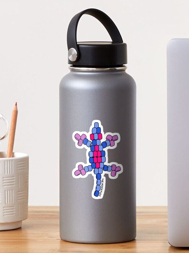 Thumbnail 1 of 3, Sticker, Bead Lizard - Bisexual Flag - The Peach Fuzz designed and sold by elizabethhudy.