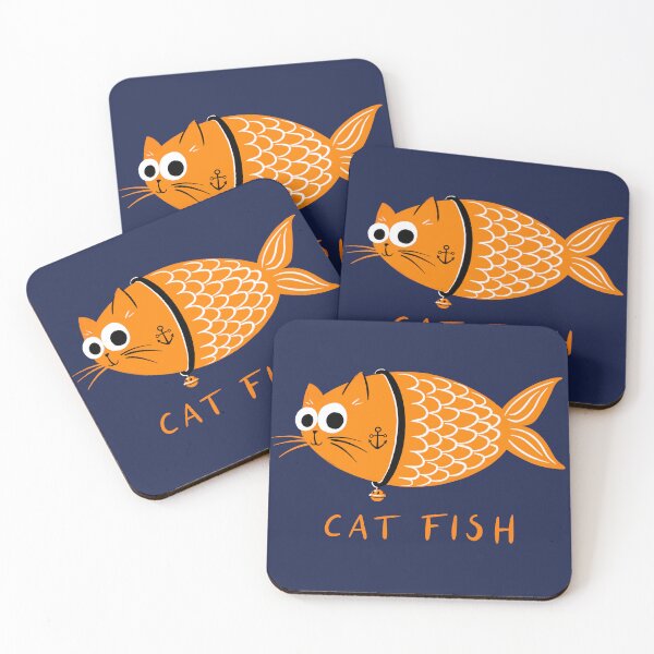 Item preview, Funny Cat Fish with Anchor Tattoo designed and sold by BexMorleyArt.