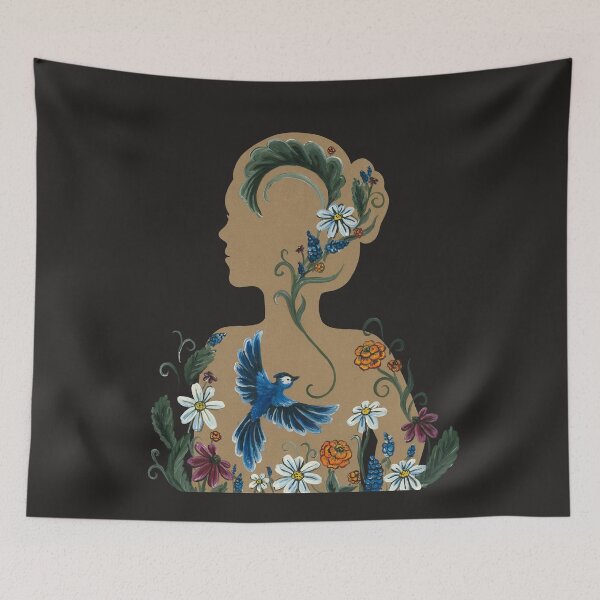 Item preview, The Beauty Within - Floral Silhouette with Bluejay designed and sold by Bekah Grace.