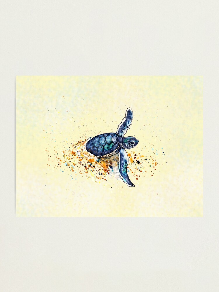 Impression Photo Bebe Tortue De Mer Eclos Dans Le Sable Par Lookintonature Redbubble