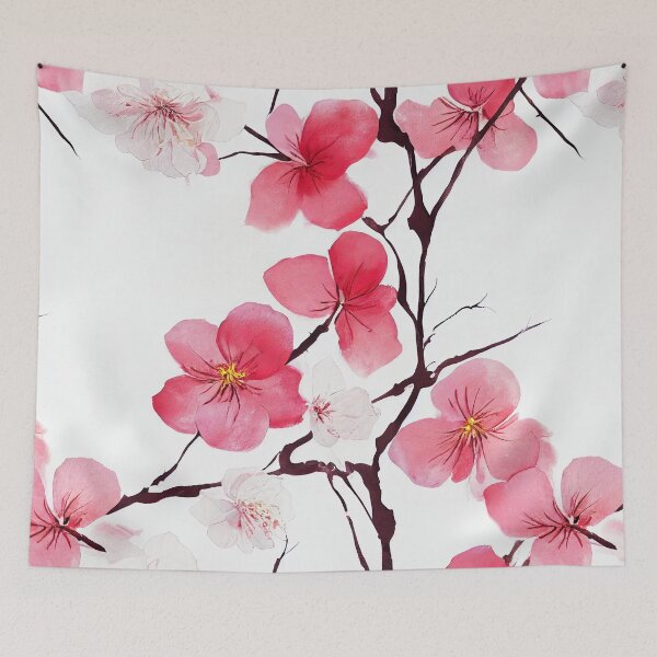 Item preview, Seamless Pattern of Pink Cherry Flowers. AI generated Illustration. designed and sold by svetlanna.