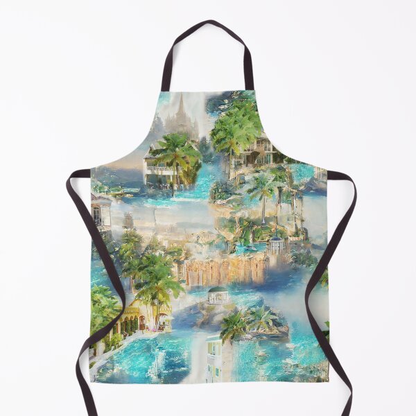 Item preview, resort town, pool, sea, palm trees, villas,surrealism designed and sold by Maria Mihailova.