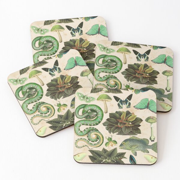 Item preview, Vintage Green Naturalist Snake Plants Butterfly designed and sold by vintagetimeco.