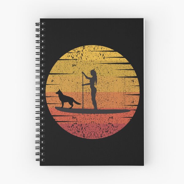 Item preview, Woman with her dog on a paddleboard, retro sunset designed and sold by aliveinmiddle.