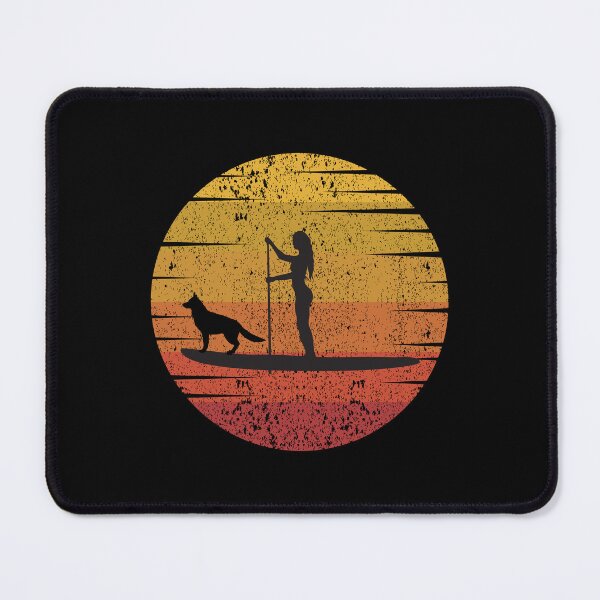 Item preview, Woman with her dog on a paddleboard, retro sunset designed and sold by aliveinmiddle.