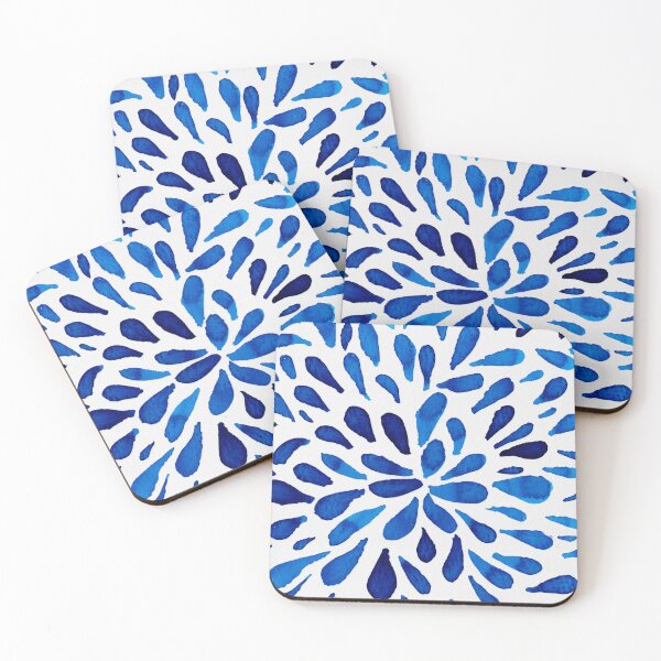 Item preview, Raindrop Explosion Delft Blue Watercolor designed and sold by Valerie Englehart.