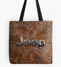 Rustic Jeep with chrome typograph Tote Bag