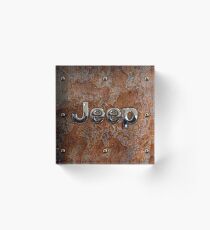 Rustic Jeep with chrome typograph Acrylic Block