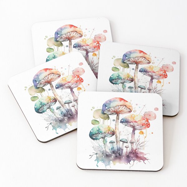 Item preview, Rainbow Watercolor Mushroom Forest  designed and sold by Melissify.