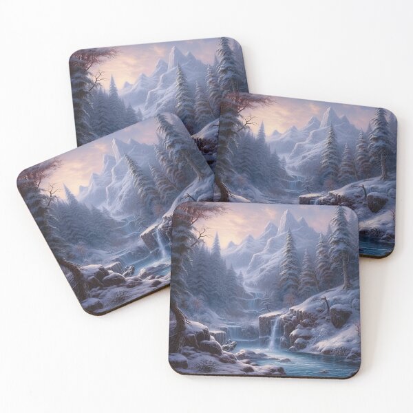 Item preview, Snowy mountain with waterfall. designed and sold by paediilart.