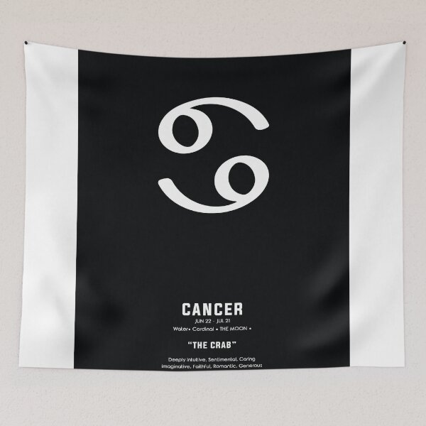 Item preview, Cancer Poster 2 - Zodiac Signs Print - Zodiac Posters - Cancer Print - Black, White - Cancer Traits designed and sold by Studio Grafiikka.