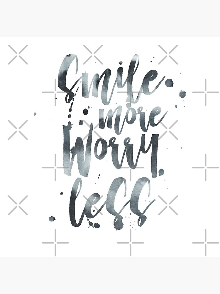 Smile More Worry Less Watercolor by blackcatprints