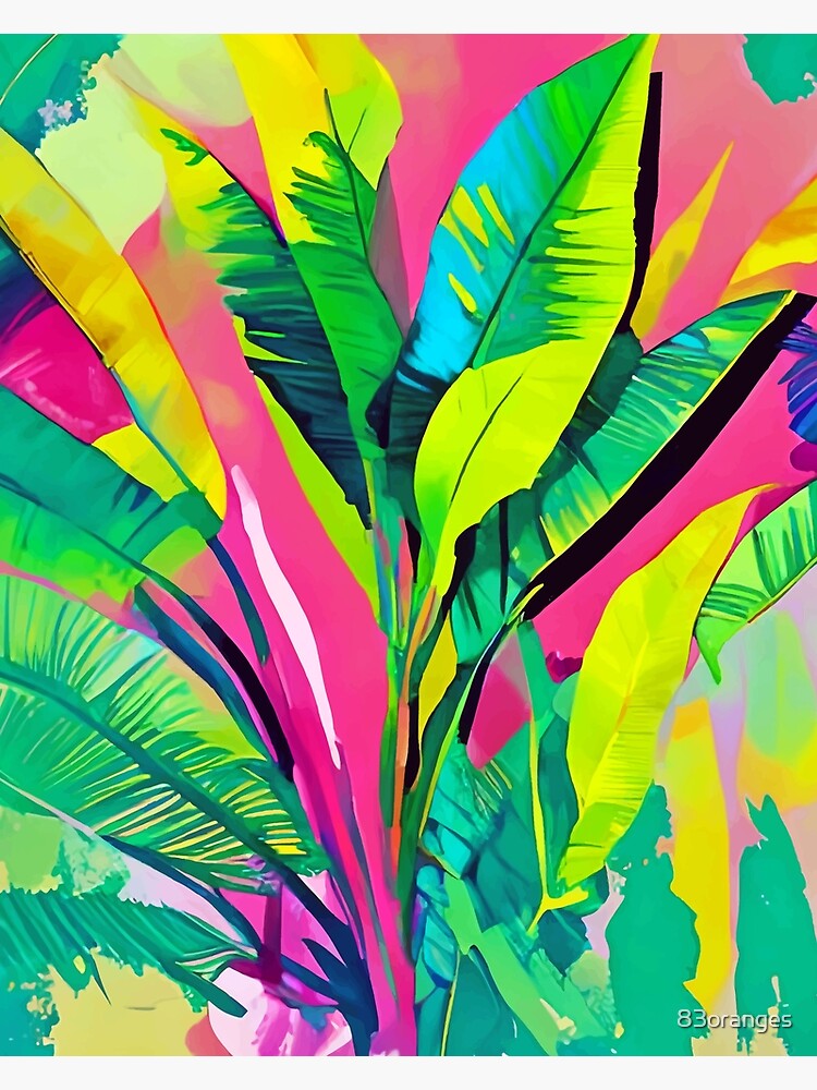 Tropical Leaves Pop Art Painting on Canvas 11x14 In, Original Tropical Wall  Art, Botanical Painting on Canvas, Boho Tropical Leaves Artwork 