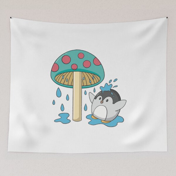 Item preview, Kawaii Cartoon Penguin Playing Water Sticker designed and sold by MikaKawaiiArt.