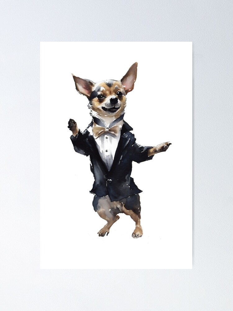 chihuahua cha cha cha Watercolour Dancing Dog Sketchzen Poster