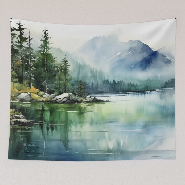 Item preview, Serene Lake Mountain Escape designed and sold by Paintings By Simon .